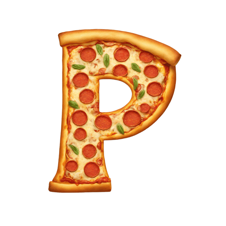 genmoji: Letter p made out of pizza