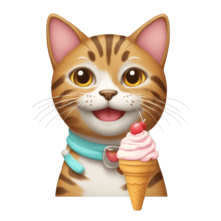 genmoji: Tabby cat with ice cream