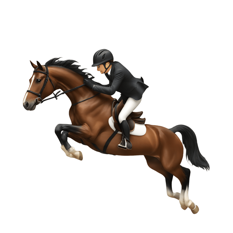 genmoji: Horse jumping with rider