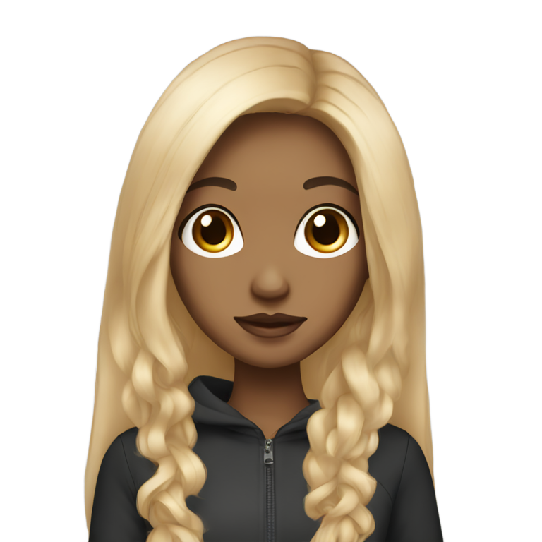 genmoji: Ligh brown skinned color skinny girl with big eyes and long black hair