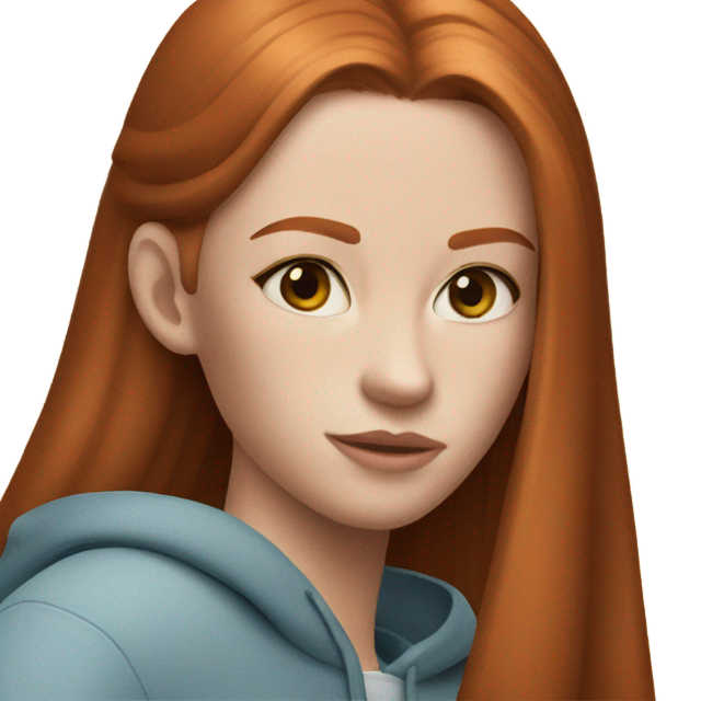 genmoji: ginger girl with beautiful and straight hair