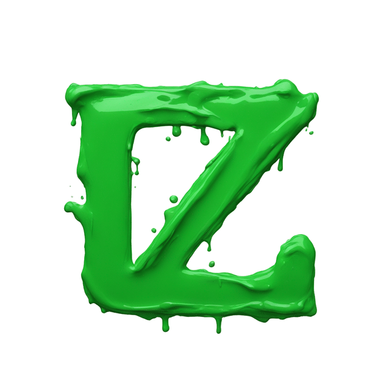 genmoji: Letter z made out of zomp green paint