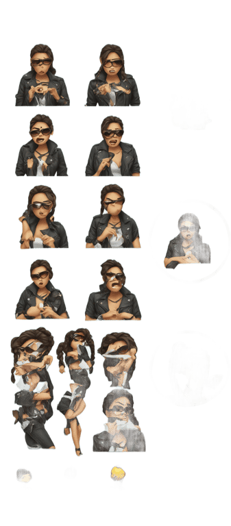 genmoji: A angry expression girl wearing a sunglasses