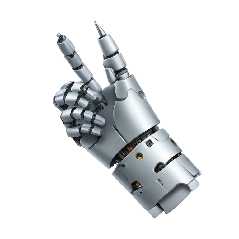 絵文字：ロボットの手。ペンで書く