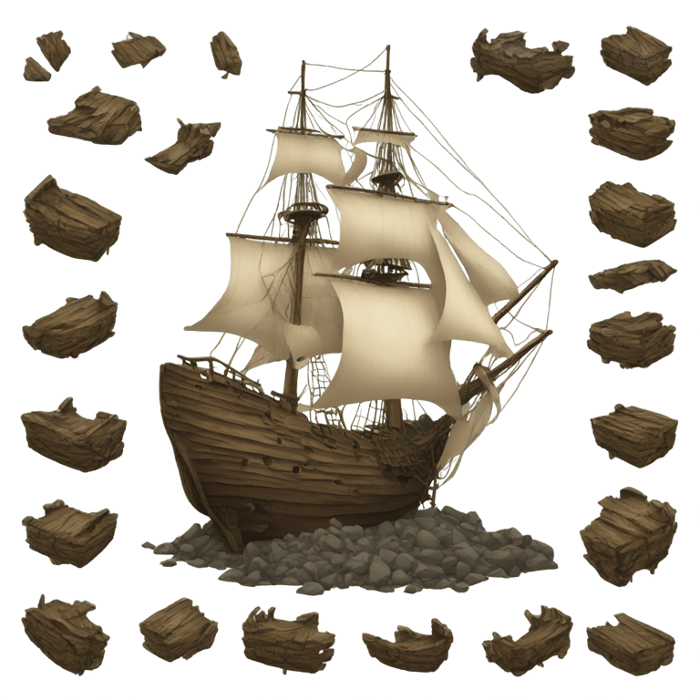 genmoji: sail ship wreck