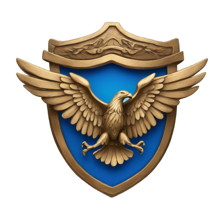 genmoji: blue crest with a bronze eagle