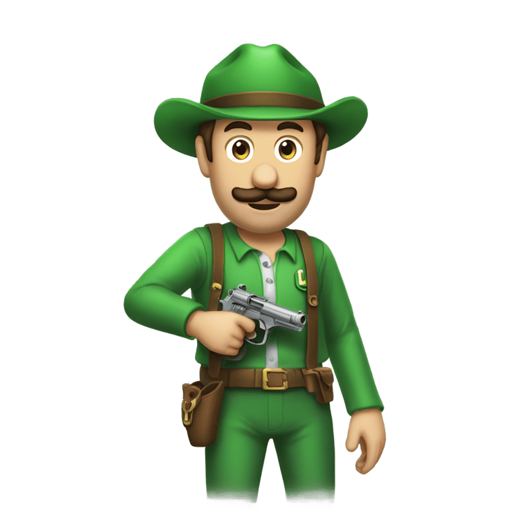 genmoji: luigi mangione holding a pistol