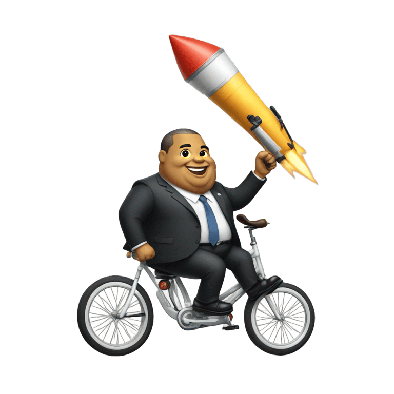 絵文字：Fat Obama riding an unicycle, and holding a rocket launcher