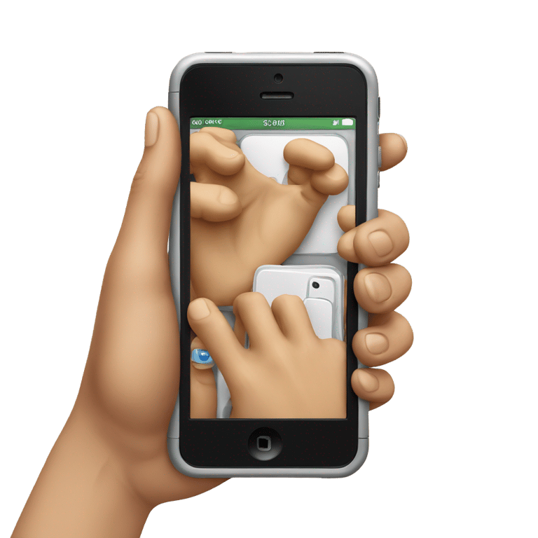 genmoji: One hand having an IPhone into