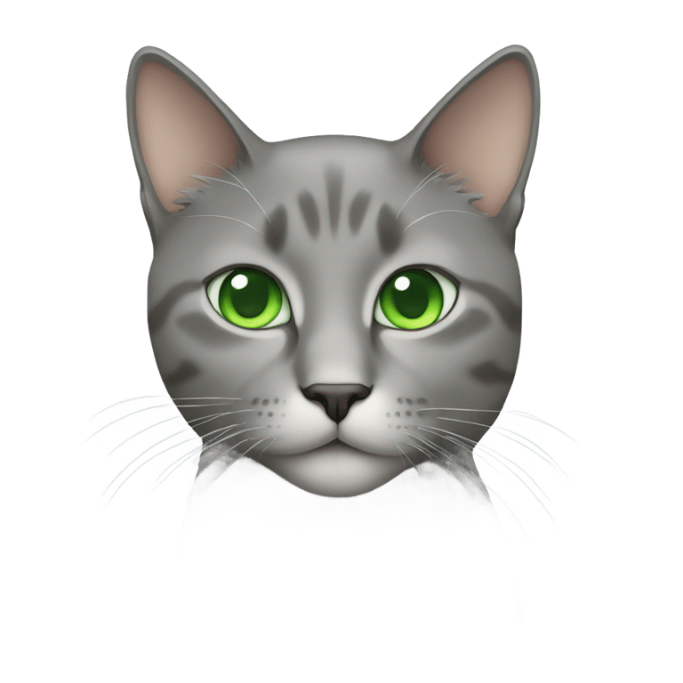 genmoji: gray cat with green eyes, apple emoji style