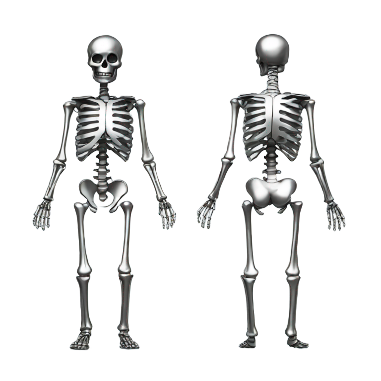 genmoji: Full body skeleton made out of Silver and Metal