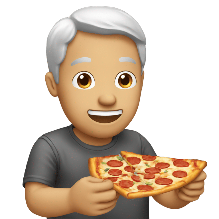 絵文字：A man eating pizza