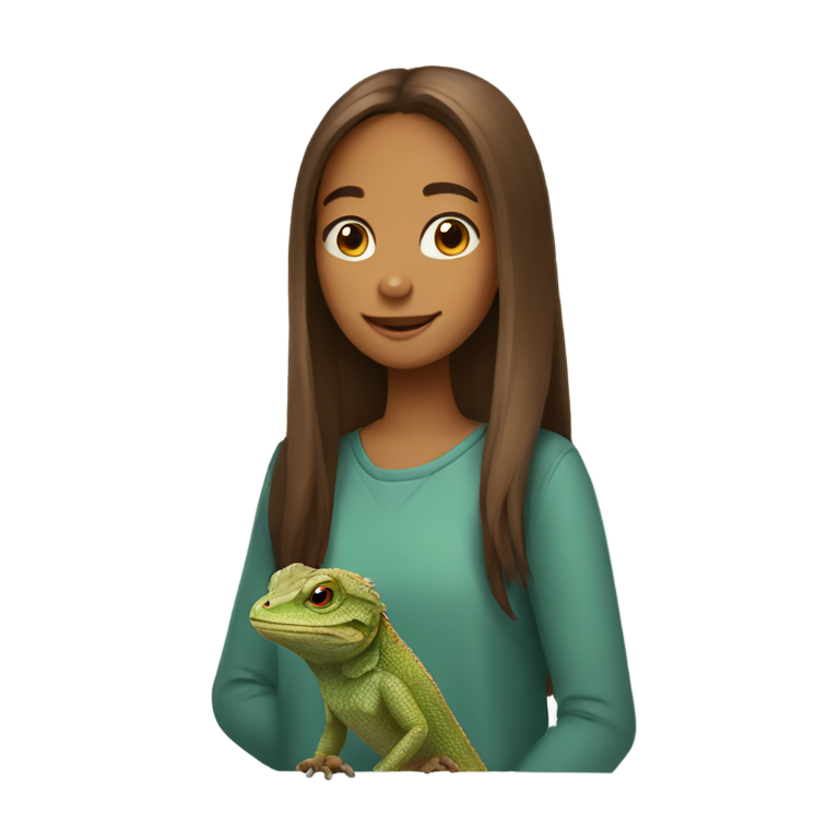 genmoji: Girl with bearded agama