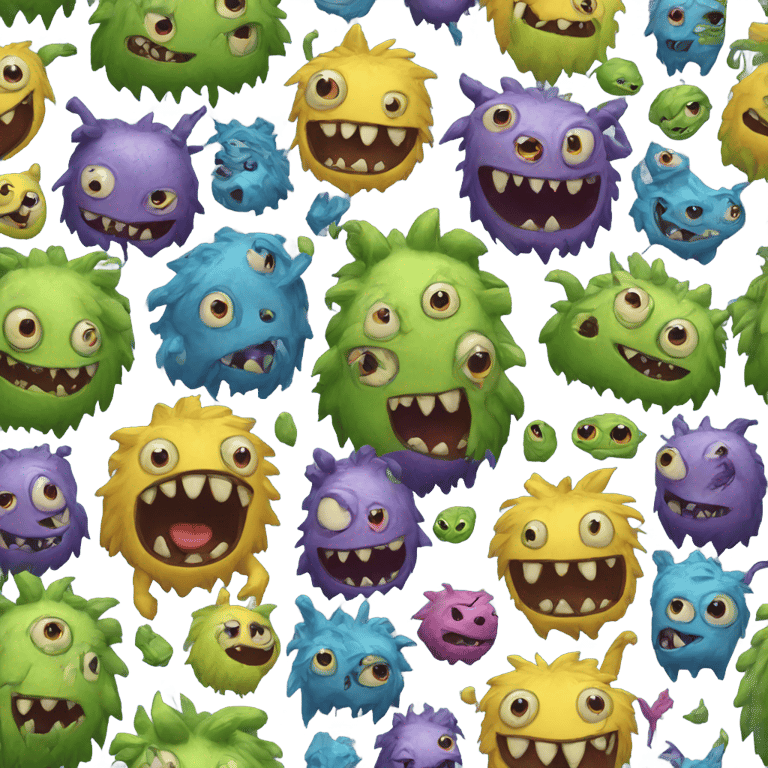 genmoji: A huge monster and a bunch of little monsters