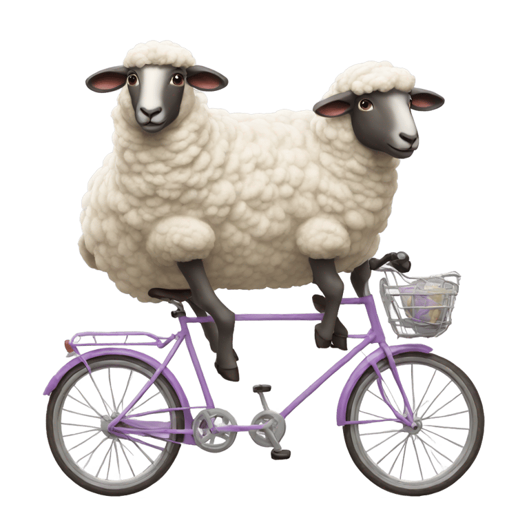 genmoji: Two sheep riding on a bicycle