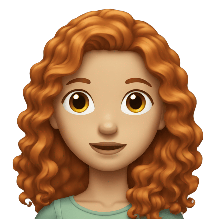 genmoji: Girl with long wavy auburn hair