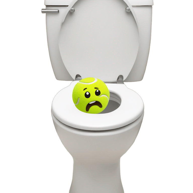 genmoji: Tennis ball poop emoji poking out of toilet