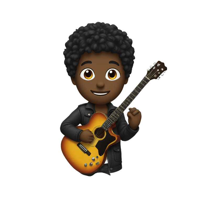 genmoji: A black emoji boy playing guitar