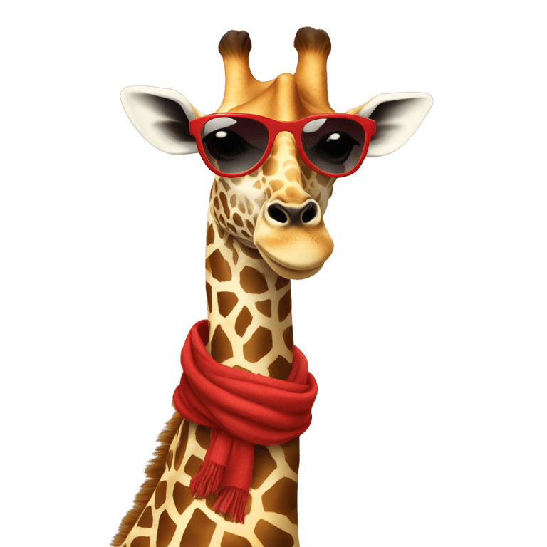 genmoji: Giraffe with sunglasses, and red scarf