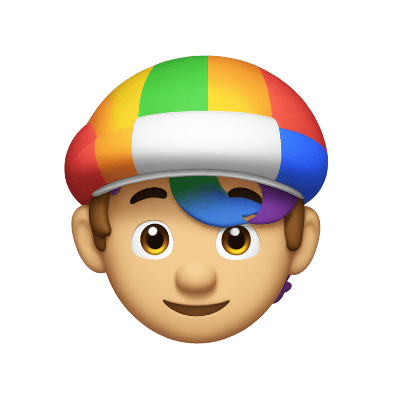 genmoji: Mario with gay flag sticking out of his head