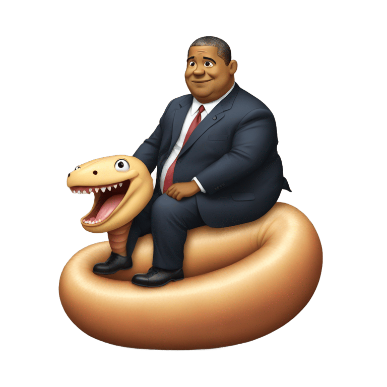 genmoji: Obese Obama riding an obese earthworm