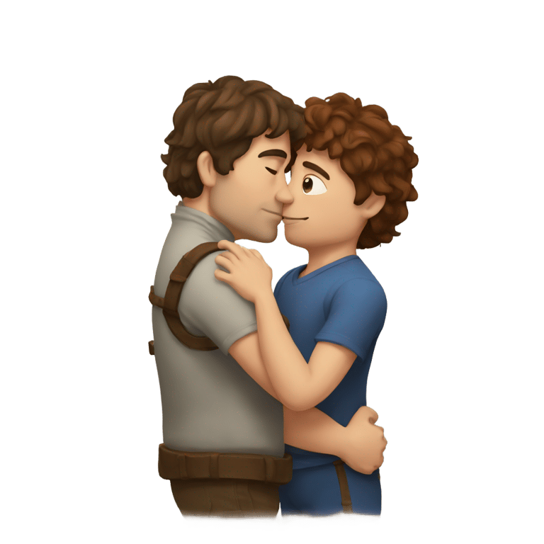 絵文字：man with brown hair kissing an ogre