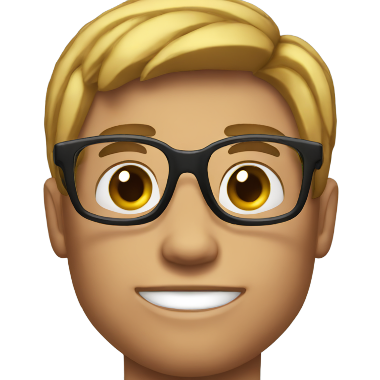 genmoji: muscles man, young, smart, glasses