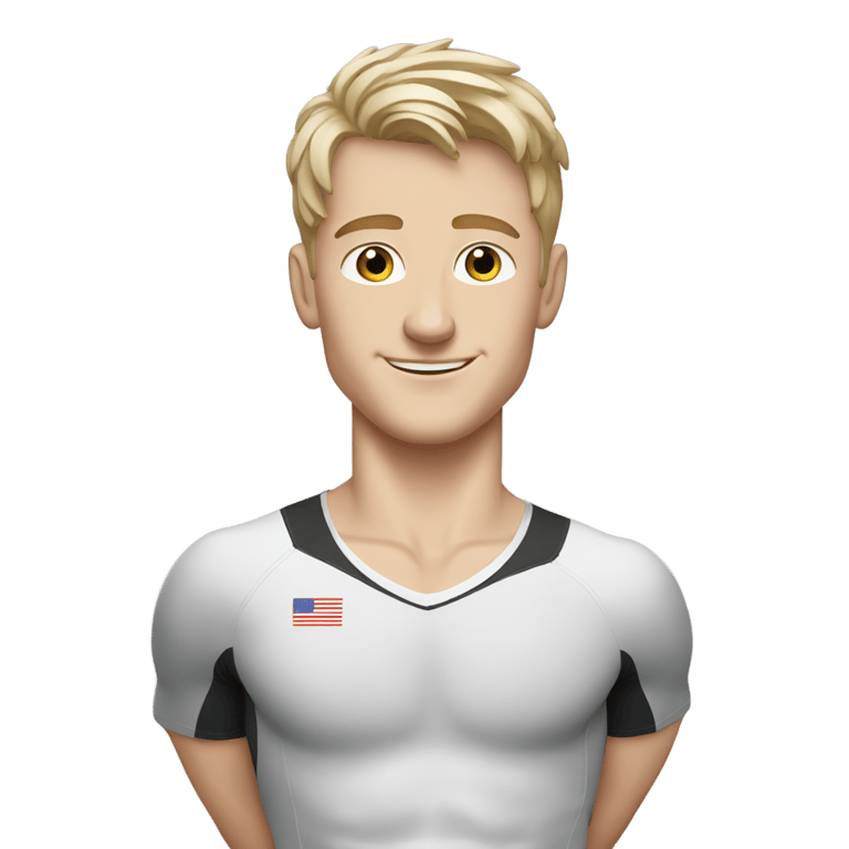 genmoji: white man at age 24 gymnastics