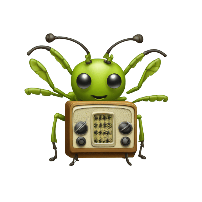 genmoji : charançon jouant à la radio