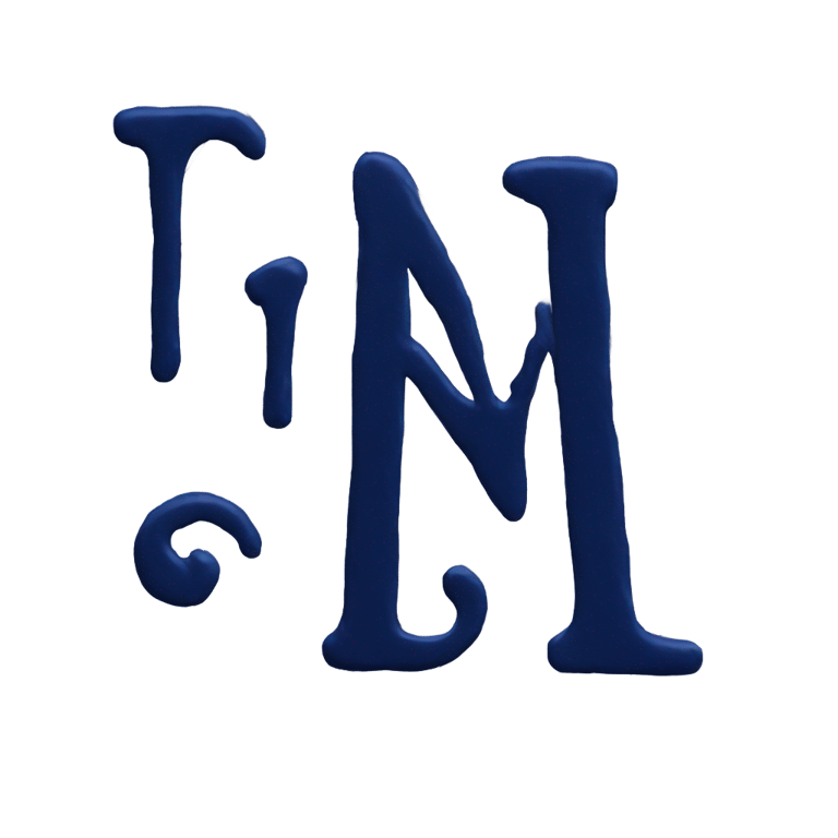 genmoji: Letter n made out of navy blue paint