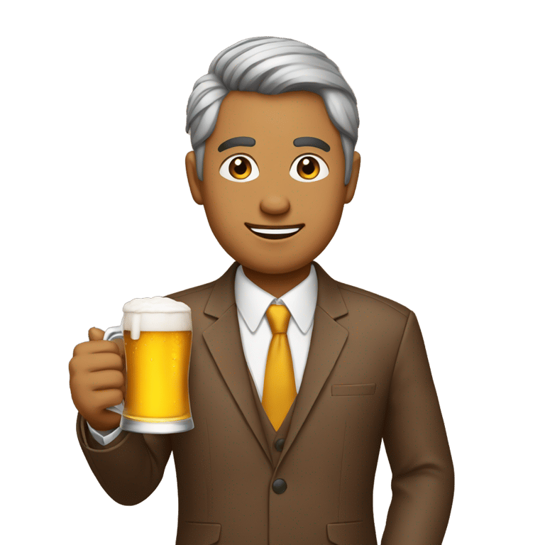 genmoji: indian in brown suit jacket having a beer