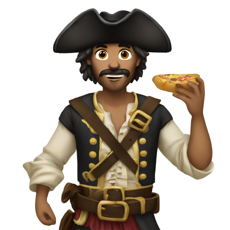 genmoji: a pirate eating a brwne