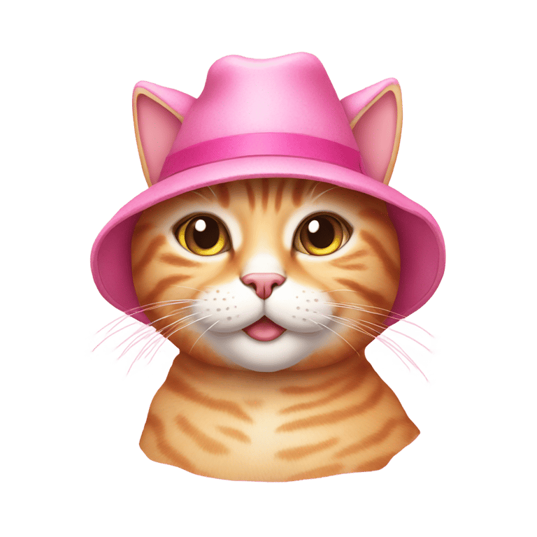 genmoji: A pink cat with hat