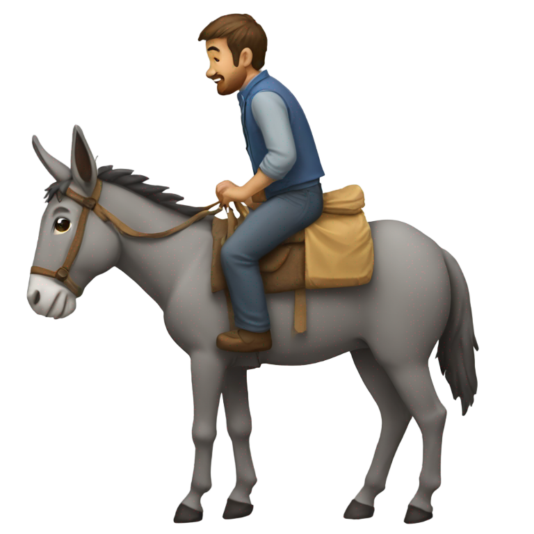 genmoji: A man with a donkey riding on the man’s back