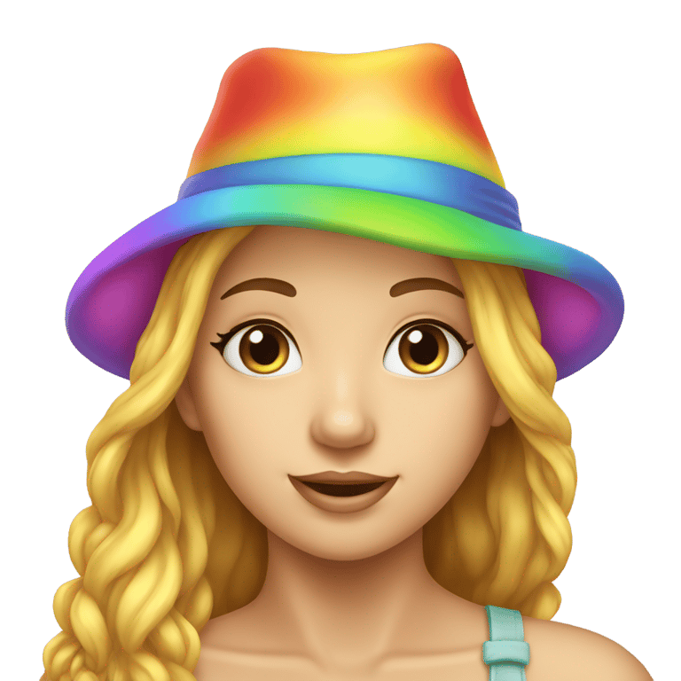 genmoji: A rainbow Hat with bow