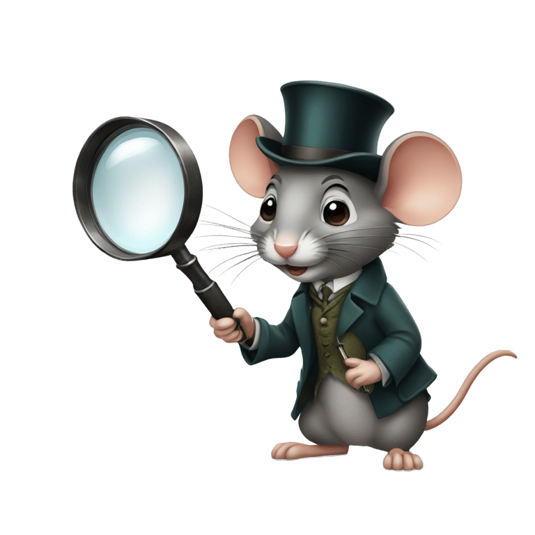 genmoji: sherlock holmes as a mouse with a magnifying glass