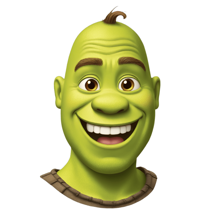 genmoji: Shrek with a big smile