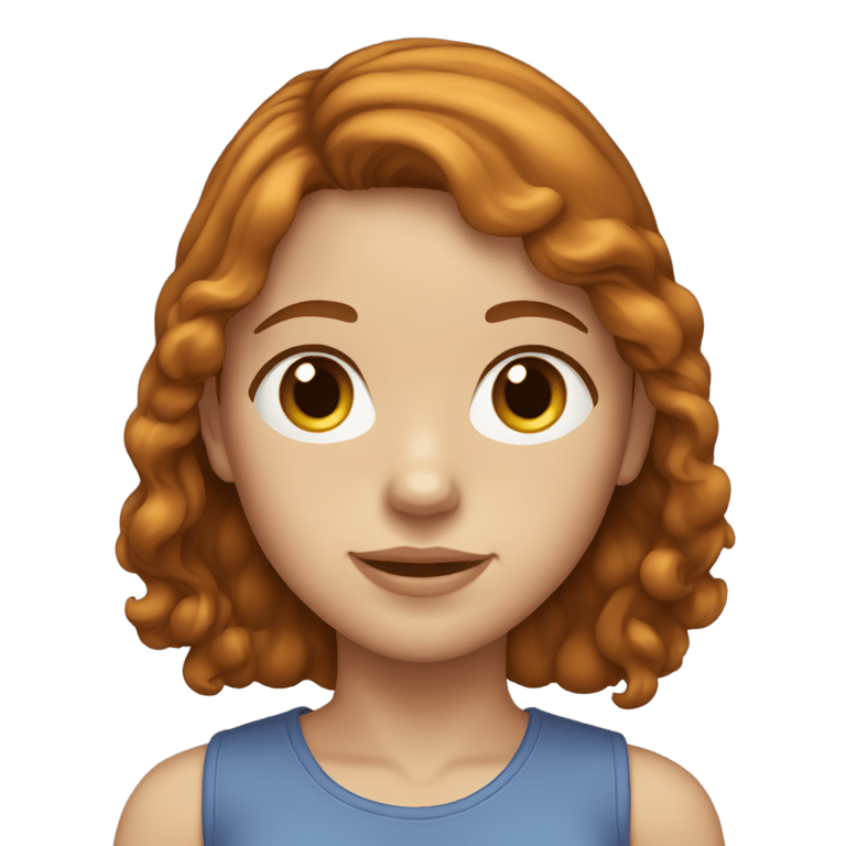 genmoji: girl with dark ginger light brown hair and freckles and brown eyes