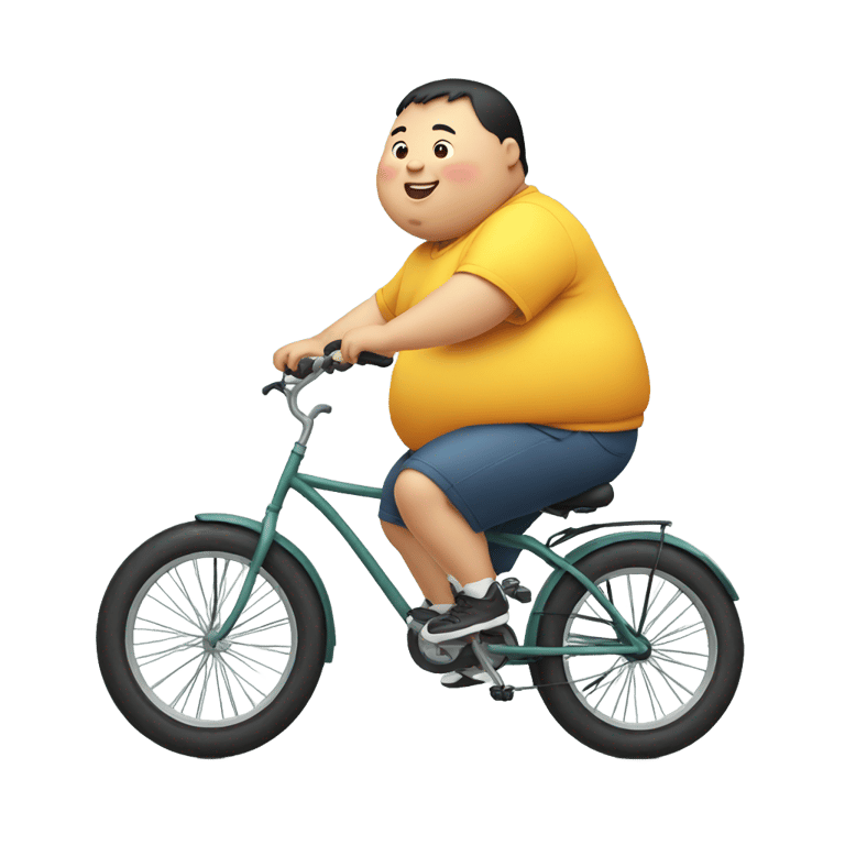 genmoji: Fat Chinese boy on a bicycle