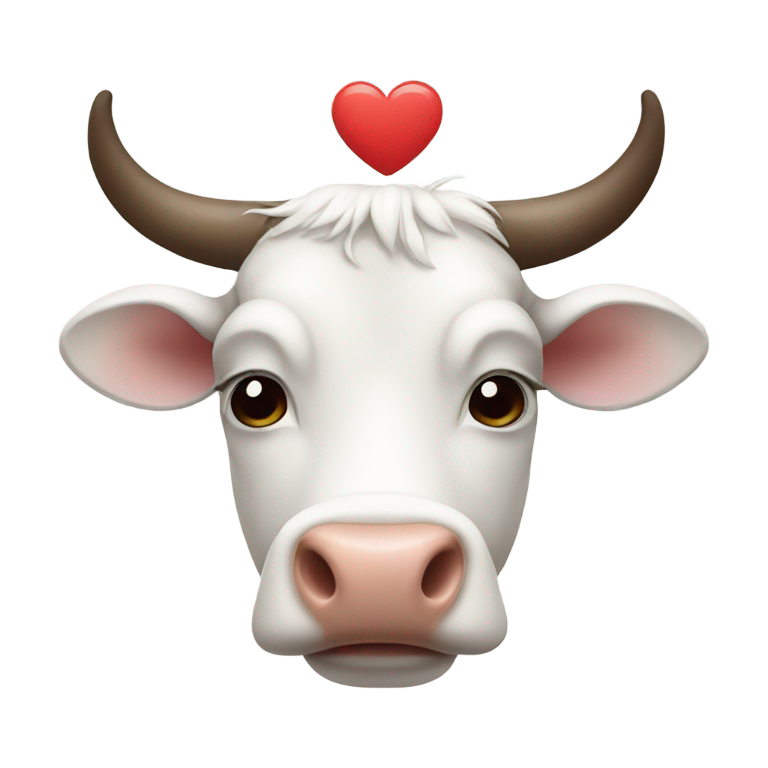 genmoji: White heart with cow face in it