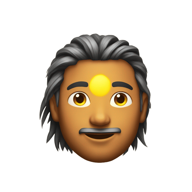 genmoji: man with pony tail indian glowing sun