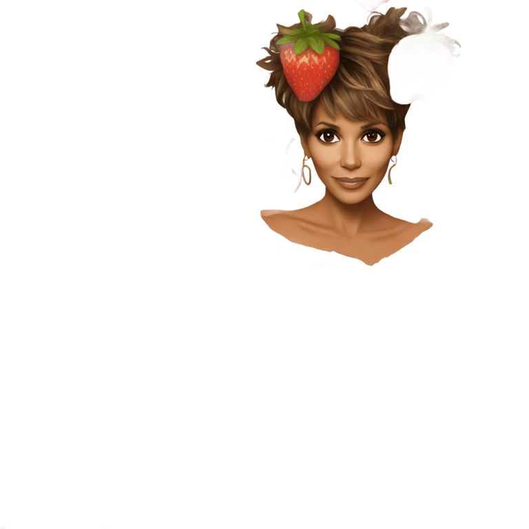 genmoji：halle berry wearing a strawberry