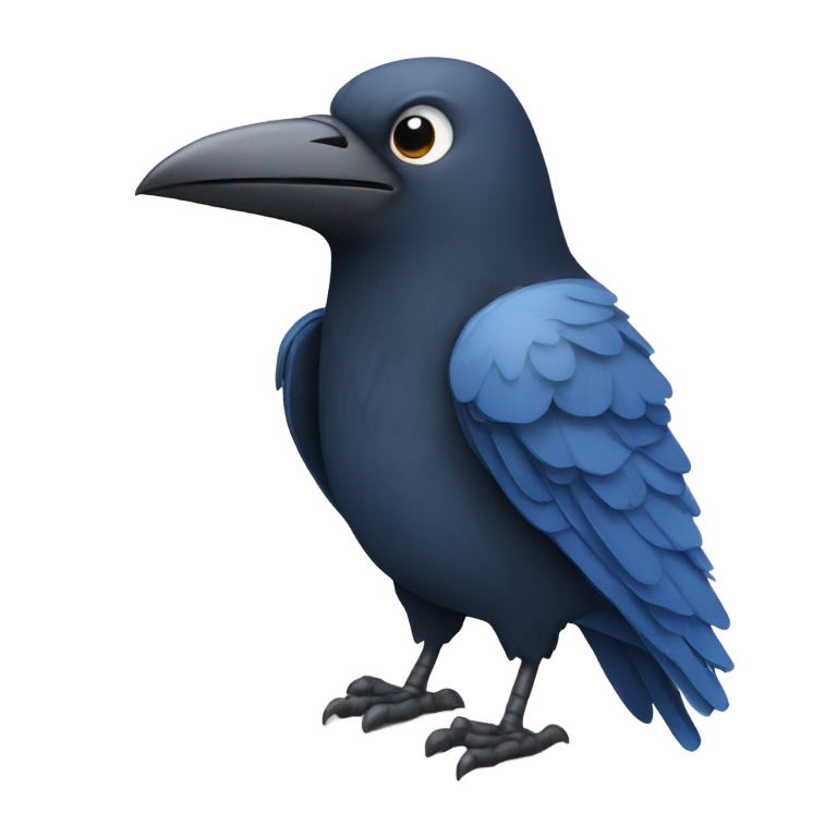 genmoji: a crow with really big blue jeans on over his legs