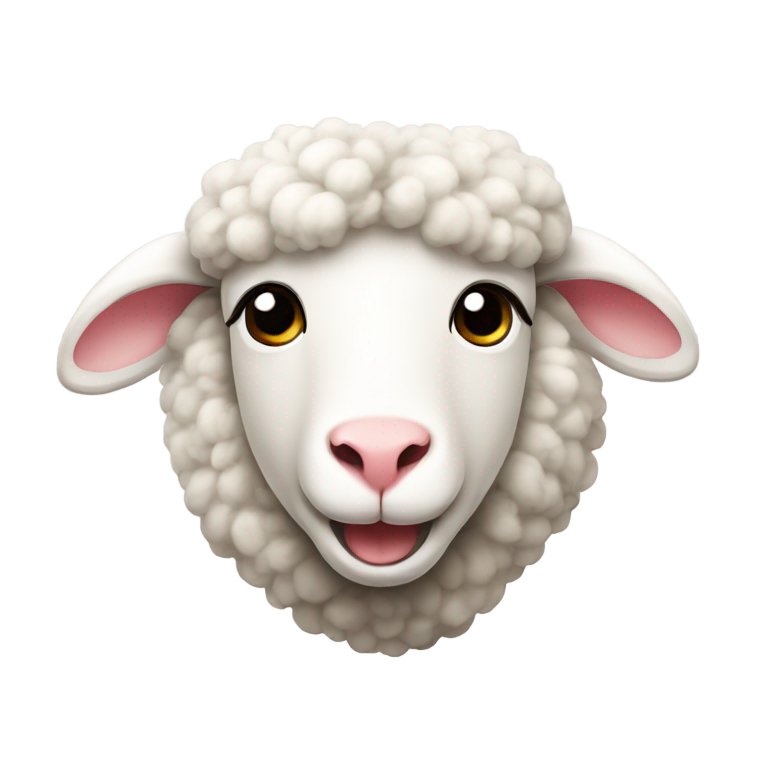 絵文字：a white heart emoji with a heart shaped sheep face in it