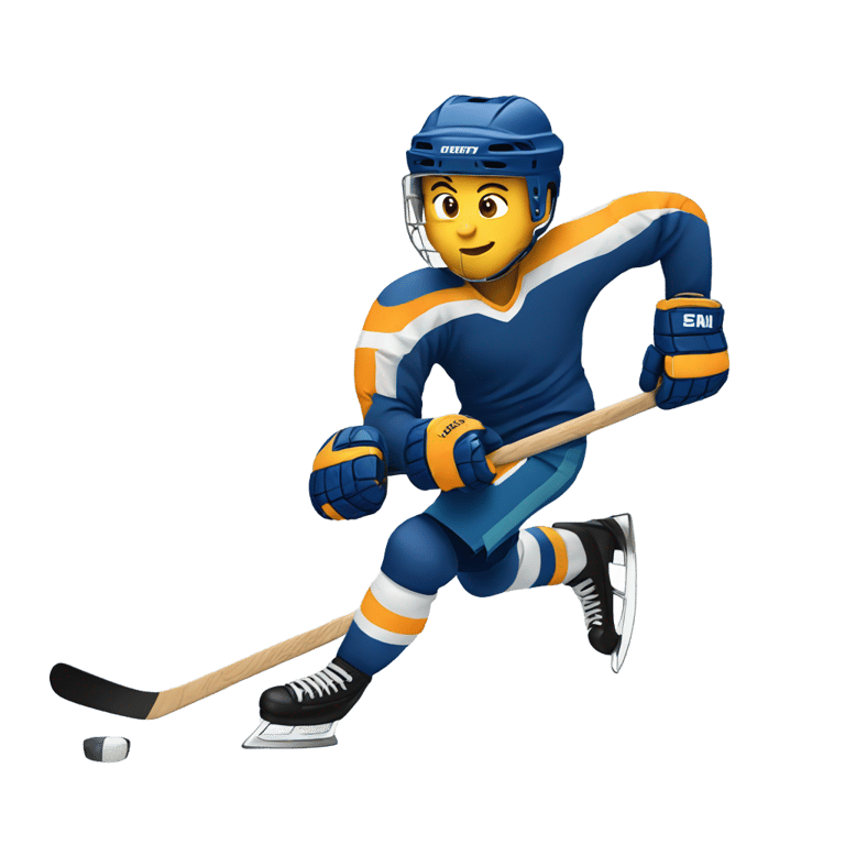 genmoji: Hockey player running with a hockey stick