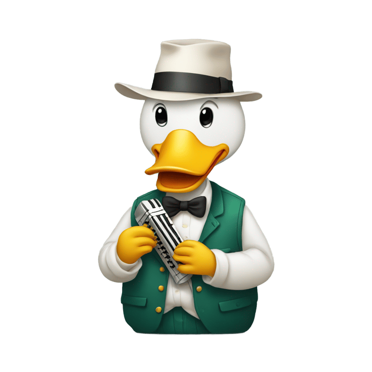 genmoji: duck playing the harmonica