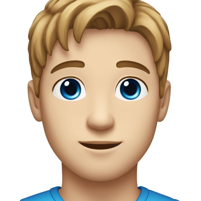 genmoji : Un jeune homme à la peau claire, avec des cheveux châtains clairs mi-longs et raides, séparés au milieu, et des yeux bleu vif. Il a des traits faciaux définis et une expression calme et neutre.