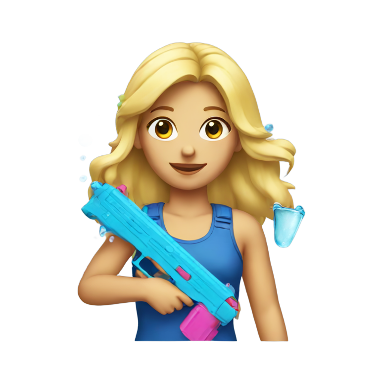 genmoji: blonde girl with water gun