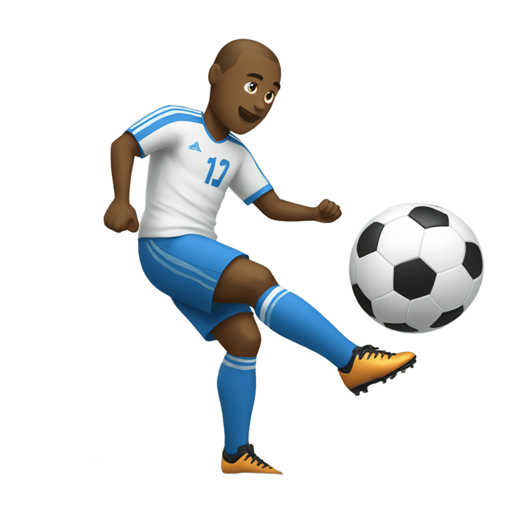 genmoji: A football player kicks a soccer ball