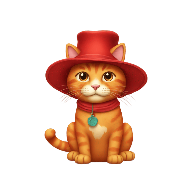 genmoji: a red cat with a hat